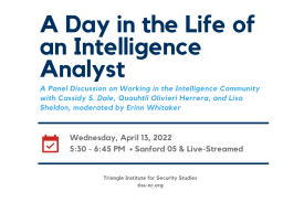A Day in the Life of an Intelligence Analyst - April 13, 2022, 5:30-6:45pm